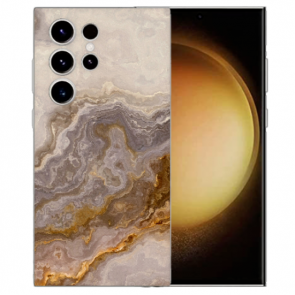 Silikon Handyhülle Schale Grauer Marmor Fotodruck Cover Case für Samsung Galaxy S24 Ultra Etui