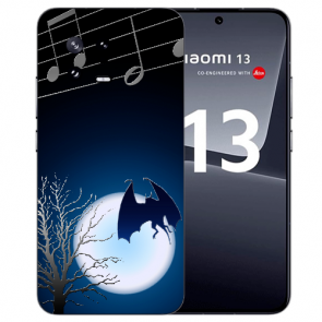 Silikon TPU Cover Case für Xiaomi 13 (5G) mit eigenem Bilddruck Fledermausmond 
