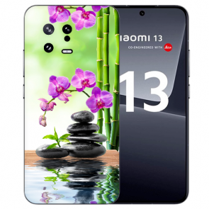 TPU Hülle mit eigenem Fotodruck Orchidee Bambus und Basaltsteine für Xiaomi 13 (5G)