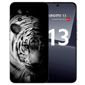 Silikon Schutzhülle mit eigenem Fotodruck Tiger Schwarz Weiß für Xiaomi 13 (5G) Hülle 
