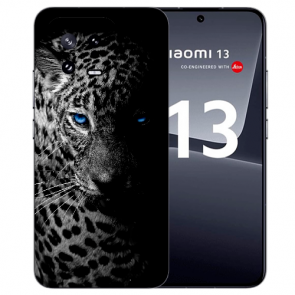 TPU Schale mit eigenem Fotodruck Leopard mit blauen Augen für Xiaomi 13 (5G) Back Cover