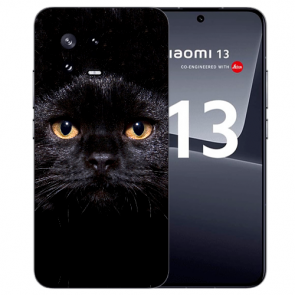 TPU Hülle mit eigenem Fotodruck Schwarz Katze für Xiaomi 13 (5G) Back Cover
