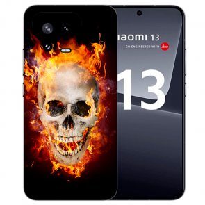 TPU Back Case mit eigenem Fotodruck für Xiaomi 13 (5G) Totenschädel Feuer Hülle