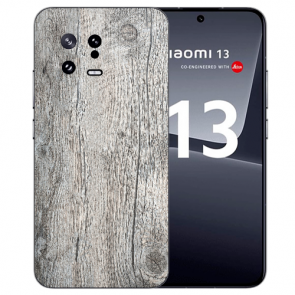 Silikon Cover mit Eigene Foto  für Xiaomi 13 (5G) Holzoptik Grau