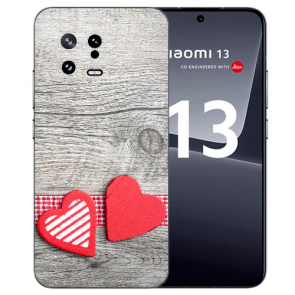 Silikon TPU mit Eigene Foto  für Xiaomi 13 (5G) Herzen auf Holz