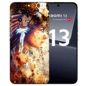 Silikon Cover mit Eigene Foto  für Xiaomi 13 (5G) Indianerin Porträt