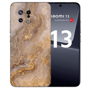 Silikon Cover mit Eigene Foto  für Xiaomi 13 (5G) Marmor Hellbraun