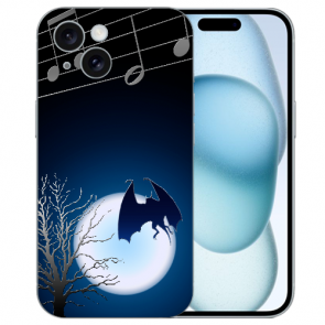 Silikon TPU Cover Schutzhülle Handyhülle Fotodruck Fledermausmond für iPhone 15