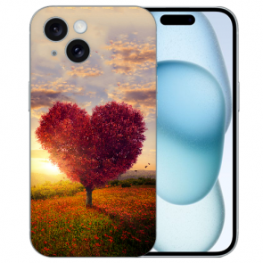 individuelle TPU Schale mit Fotodruck Herzbaum für iPhone 15 Plus Back Hülle