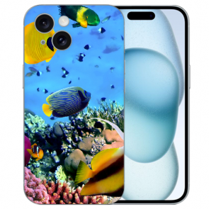 Schutzhülle TPU Flipcase mit Fotodruck Korallenfische für iPhone 15 Plus Hülle