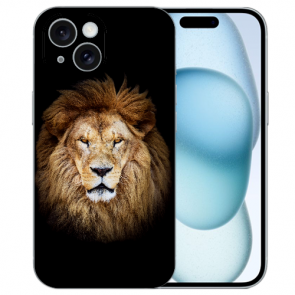 Flipcase Schutzhülle TPU mit Fotodruck Löwenkopf für iPhone 15 Plus Case 
