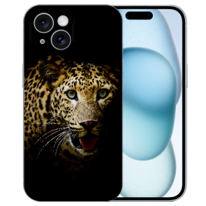 Flipcase Schutzhülle TPU mit Fotodruck Leopard für iPhone 15 Plus Case