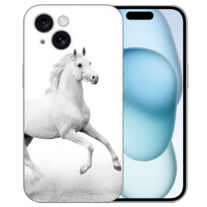 Schutzhülle Backcover Silikon Etui Fotodruck Pferd für iPhone 15 Schale