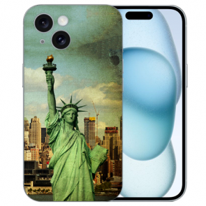 TPU Schutzhülle Silikon mit Fotodruck Freiheitsstatue für iPhone 15 Plus Back Cover