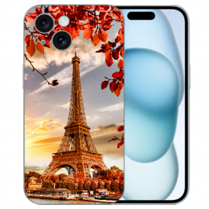 TPU Schutzhülle Case Etui mit Fotodruck Eiffelturm für iPhone 15 Plus Back Cover