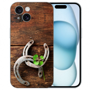 Handy Hülle Cover Case Etui Fotodruck Holzhufeisen für iPhone 15 Hülle