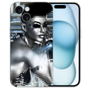 individuelle Handycover mit eigenes Foto Schutzcover Fotodruck Robot Girl für iPhone 15 Hülle