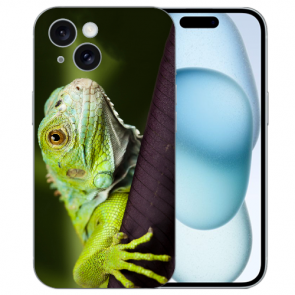 Personalisierte TPU Handy Hülle mit Fotodruck Eidechse für iPhone 15 Plus Back