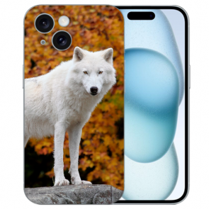 Silikon Personalisierte Handy Hülle mit Fotodruck Polarwolf für iPhone 15 Plus Back 