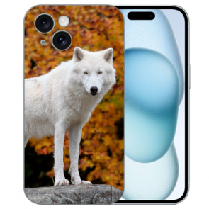 Silikon Personalisierte Handy Hülle mit Fotodruck Polarwolf für iPhone 15 Plus Back