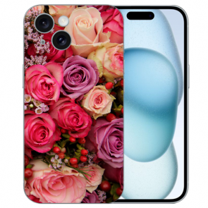 Personalisierte TPU Hülle mit Fotodruck Rosen für iPhone 15 Plus Back