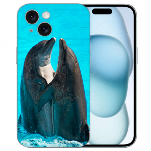individuelle TPU Hülle Cover mit Fotodruck Delfine für iPhone 15 Plus Back Case