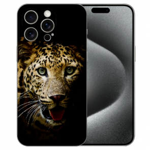 Silikon Schutzhülle Etui mit eigenem Fotodruck Leopard für iPhone 15 Pro Back Case