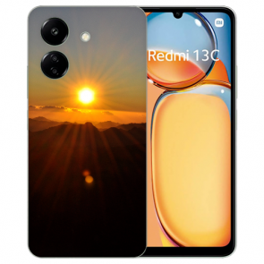 Silikon Schutzhülle Etui mit eigenem für XIAOMI Redmi 13C Hülle Foto Sonnenaufgang Fotodruck Cover Case