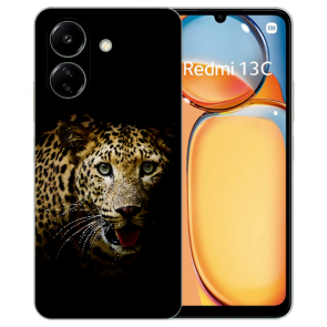 Schutzhülle TPU Silikon Hülle Foto Etui für XIAOMI Redmi 13C Etui mit Fotodruck Leopard Cover Case 