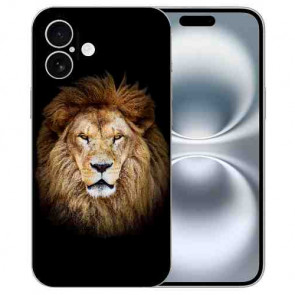 Individuelle Silikon Handy Hülle Cover Case Fotodruck für iPhone16 Plus Löwenkopf