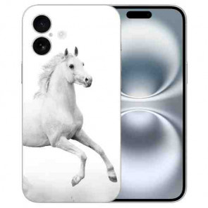 Personalisierte Silikon Handy Hülle Cover Case Fotodruck Pferd für iPhone16 Plus