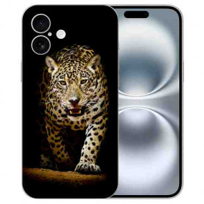 Handy Hülle TPU Etui Fotodruck Leopard bei der Jagd für iPhone16 Plus Cover Case