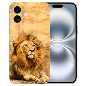 Personalisierte Silikon Handy Hülle Fotodruck Löwe für iPhone16 Plus Cover Case