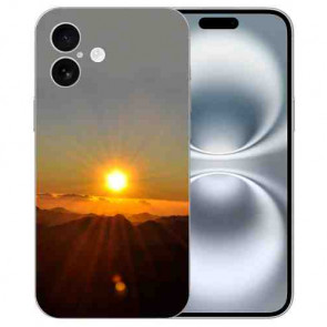 Individuelle TPU Cover Handy Hülle Case für iPhone16 Plus Fotodruck Sonnenaufgang
