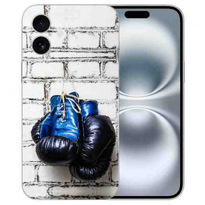 Silikon Handy Schale für iPhone16 Plus Etui Boxhandschuhe Bilddruck Back 