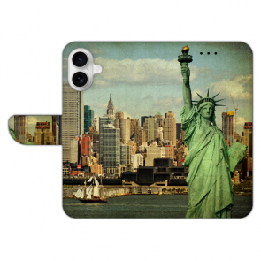 Flipcase Schutzhülle Schale für iPhone 16 Case Bilddruck Freiheitsstatue Handytasche 