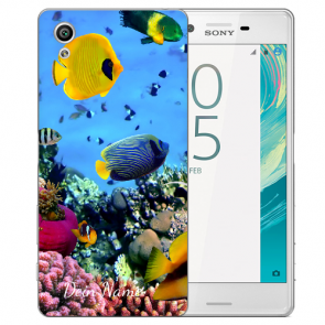 Sony Xperia X TPU Silikon Tasche mit Fotodruck Korallenfische Case 