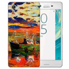 TPU Silikon Cover Tasche für Sony Xperia X mit Fotodruck Gemälde 