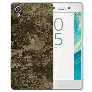 Schutz Hülle Handy mit Braune Muster Fotodruck für Sony Xperia X