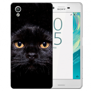 TPU Case Hülle mit Foto Druck Schwarz Katze für Sony Xperia XA Ultra 