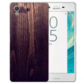 Silikon TPU Hülle für Sony Xperia XA mit Foto Druck HolzOptik Dunkelbraun