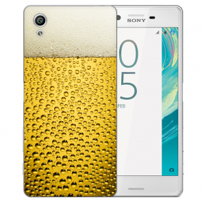 Silikon TPU Hülle mit Bier Fotodruck für Sony Xperia X Case Neu