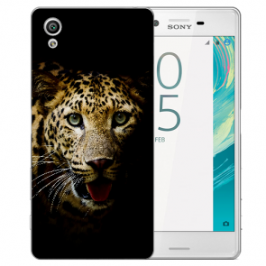 Silikon TPU Case Hülle mit Leopard Foto Druck für Sony Xperia XA 