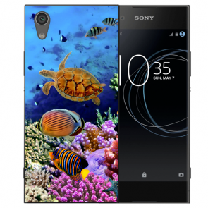 Sony Xperia XA1 TPU Handy Hülle mit Fotodruck Aquarium Schildkröten