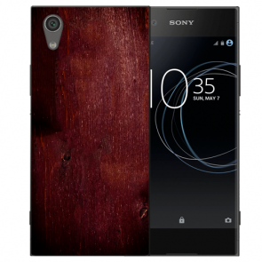 Sony Xperia XA1 Silikon Handy Hülle mit Fotodruck Eichenholz -Optik