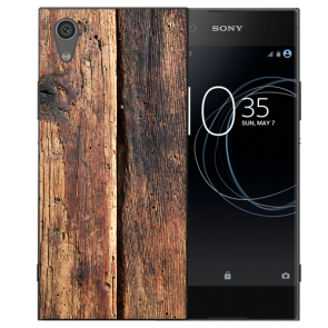 Sony Xperia XA1 Silikon TPU Hülle mit Fotodruck HolzOptik Case 