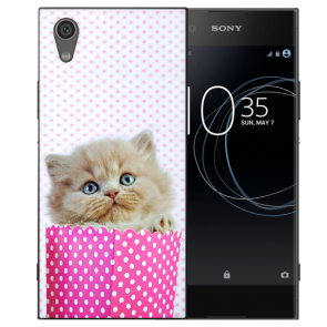 Sony Xperia XA1 Silikon Handy Hülle mit Kätzchen Baby Fotodruck 