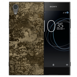 Sony Xperia XA1 Silikon TPU Handy Hülle mit Fotodruck Braune Muster 