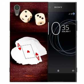 Silikon TPU Handy Hülle für Sony Xperia L1 mit Spielkarten-Würfel Bild Druck 