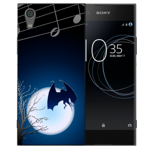 Silikon TPU Handy Hülle für Sony Xperia L1 mit Fledermaus-mond Bild Druck 